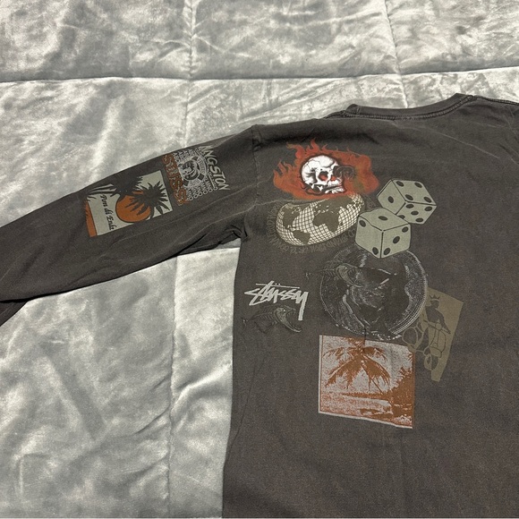 Men's Stussy Gray Long Sleeve Shirt - Picture 3 of 4